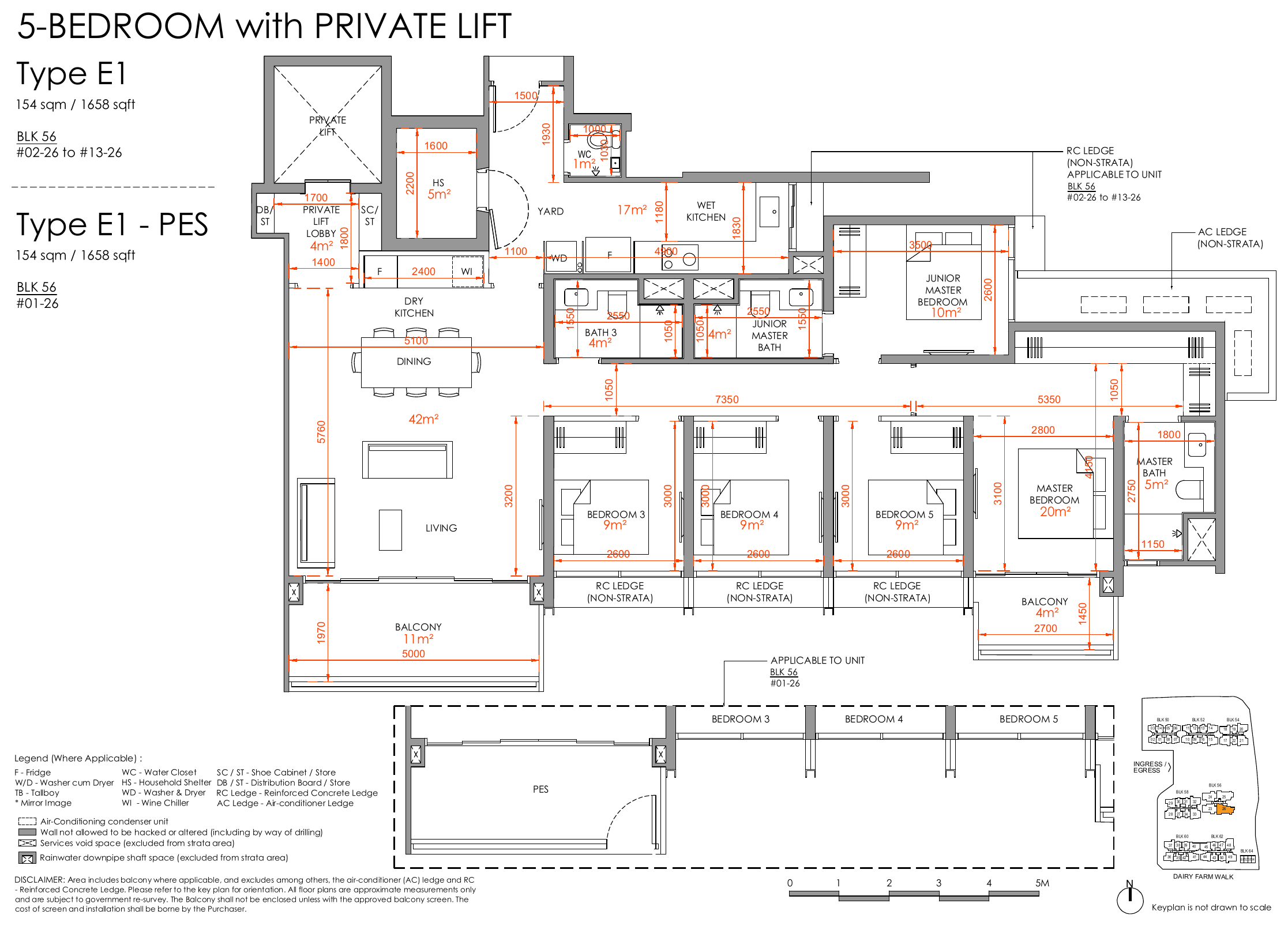5-Bedroom with Private Lift, Type E1